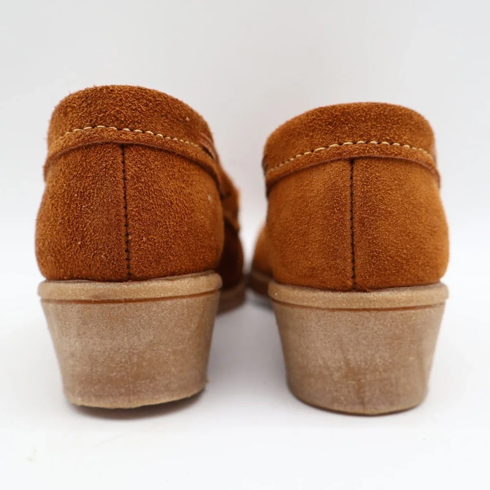 Young Ones Loafers Youth 13 Vintage Brown Suede Kiltie Fringe Moc Toe Wedge